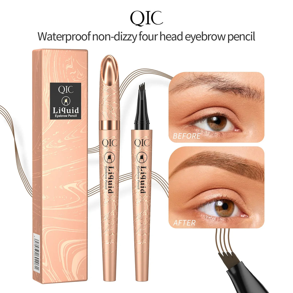 4-Tip Waterproof Liquid Eyebrow Pen – Long-Lasting Brow Makeup Liquid Eyebrow Pen Qme