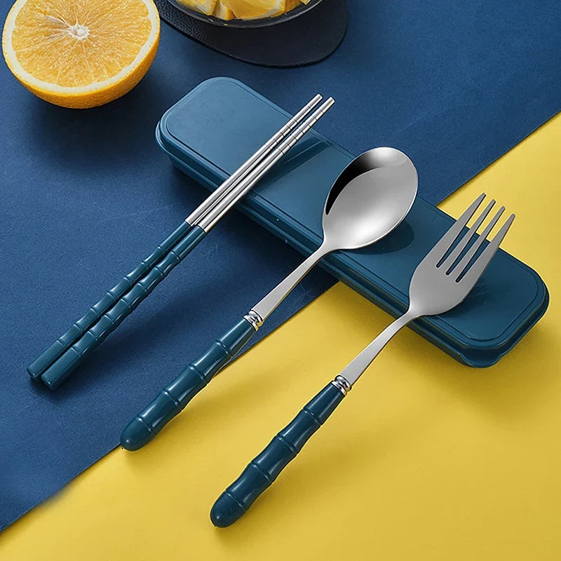 Stainless Steel Chopsticks Spoon Fork Set | Portable Tableware Portable Cutlery Set Qme
