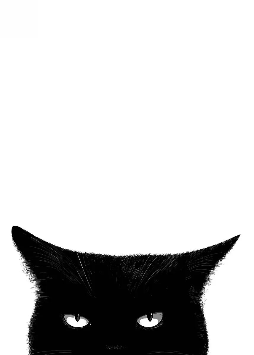 Peeking Black Cat Canvas Wall Art – Minimalist Cat Poster Canvas Wall Art Qst xx-3 40x60cm Unframed