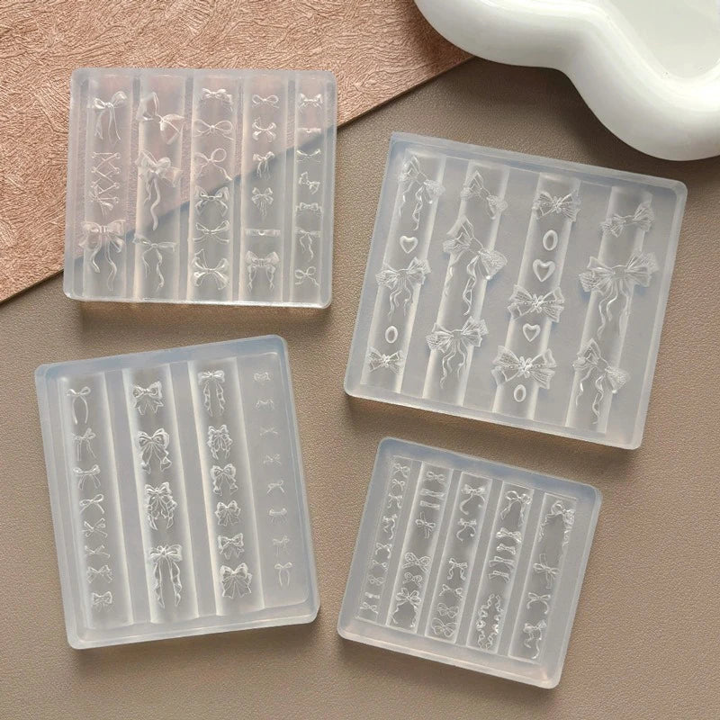 3D Ribbon Bowknot Silicone Nail Art Carving Mold – UV Gel DIY Nail Art Mold Qst