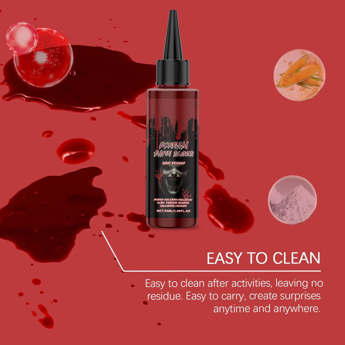Halloween Fake Blood Spray – Washable Vampire Costume Makeup Costume Makeup Spray Qme