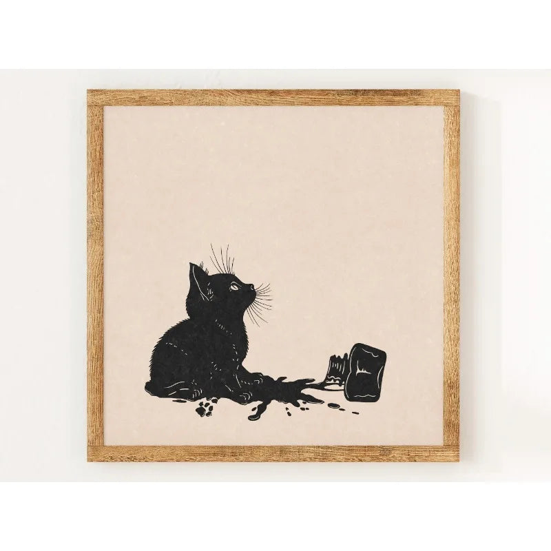 Yin Yang Cats Celestial Canvas Print – Boho Astrology Wall Art Canvas Wall Art Qst