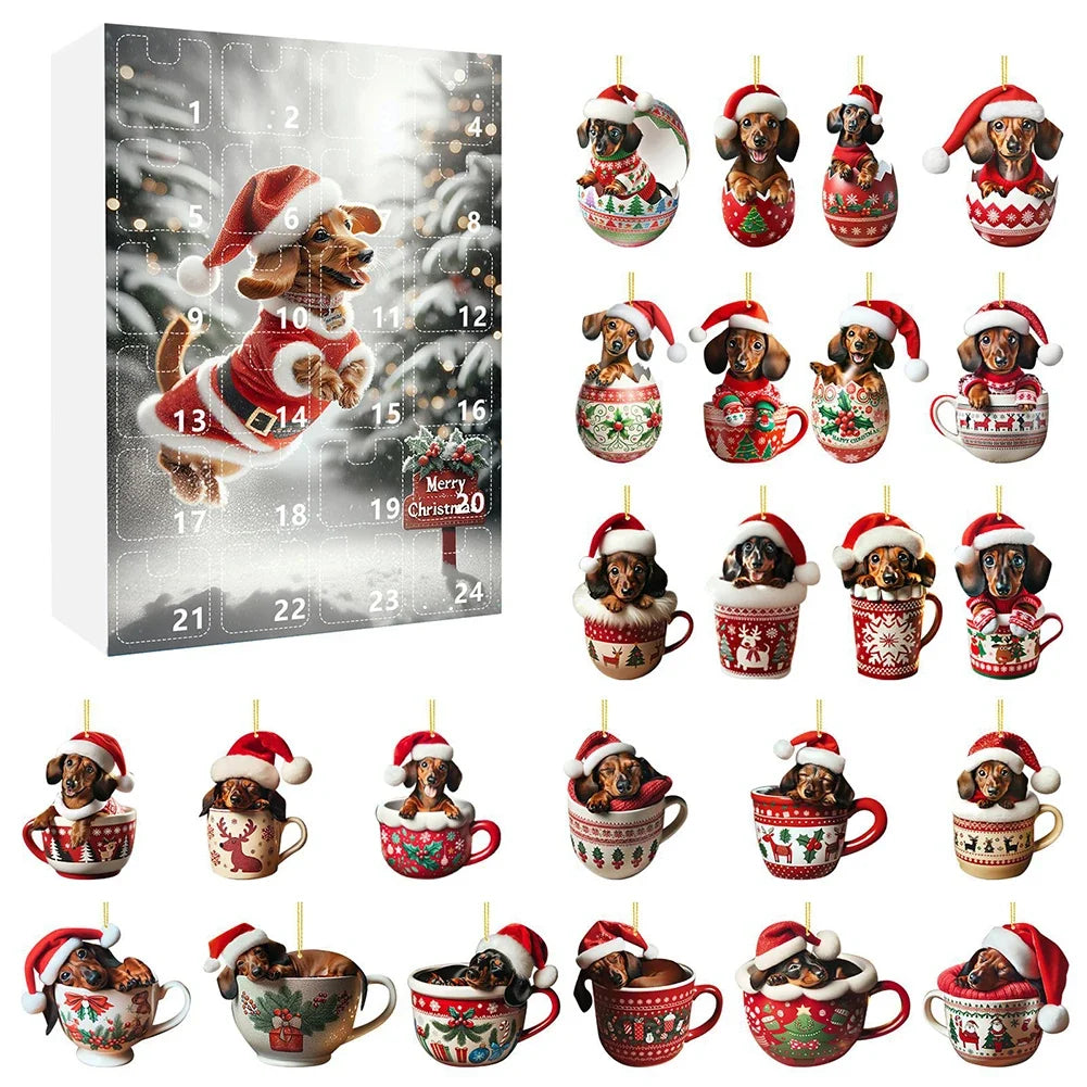 24-Day Dachshund Advent Calendar – Christmas Countdown Ornaments Advent Calendar Qme B One Size