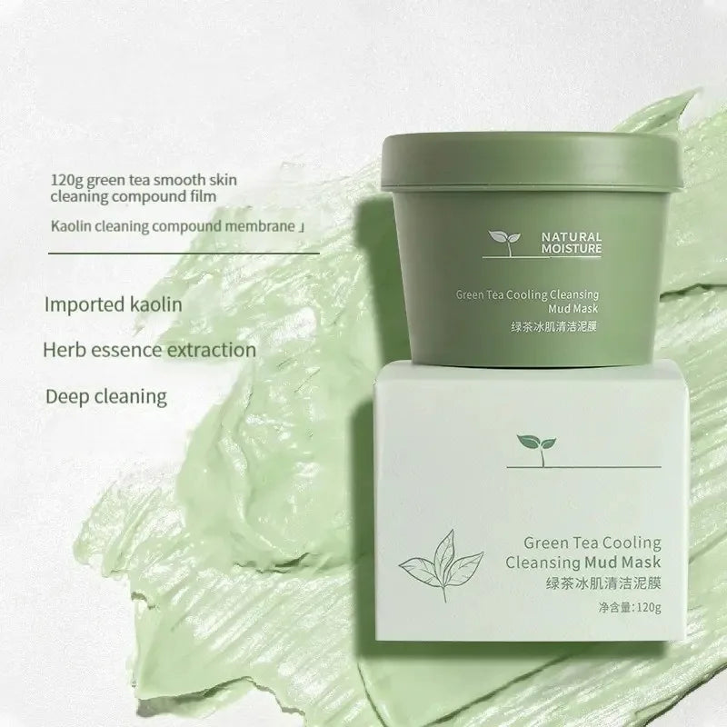 REAROYA Green Tea Ice Mud Mask – Cleansing & Oil Control 120g Clay & Mud Face Mask Qst