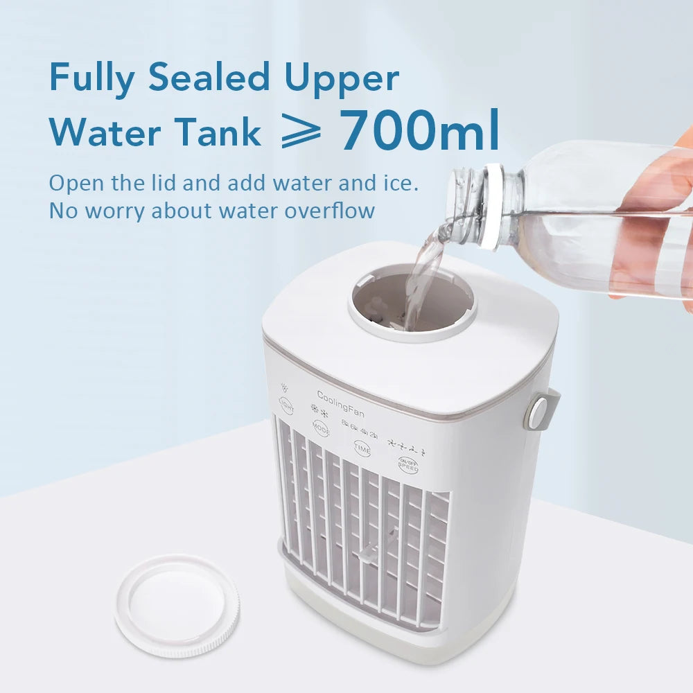 Portable Evaporative Air Cooler Fan 700ml USB 4-Speed Timer Evaporative Cooler Fan Qst