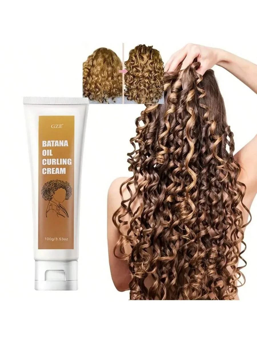 GZE Batana Oil Curling Cream | Curl Activator & Frizz Control Curl Styling Cream Qme