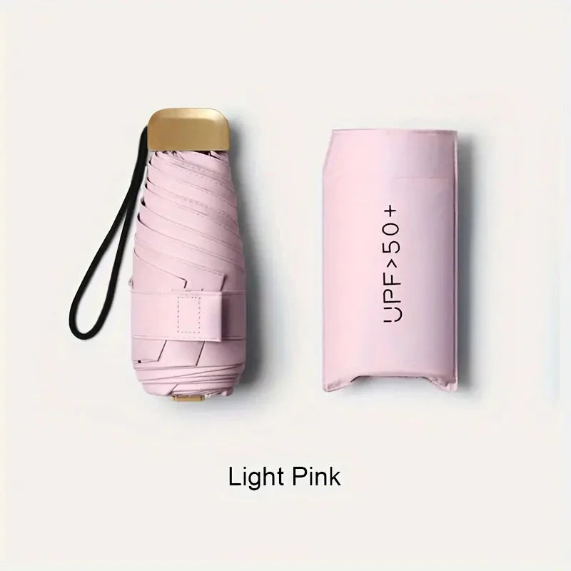 Ultra-Light UV Protection Folding Umbrella – 190T Canopy Folding UV Umbrella Qst Pink 6K Iron