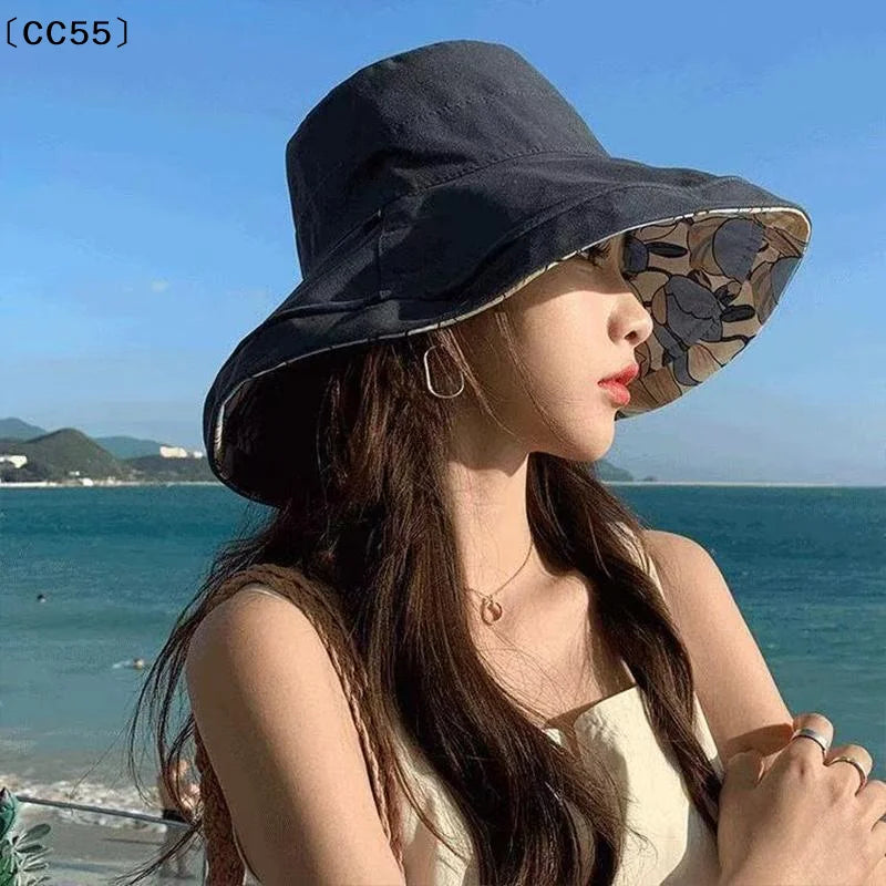 Women's Double-Sided Flower Print Wide Brim Bucket Hat Women's Bucket Hat Qst