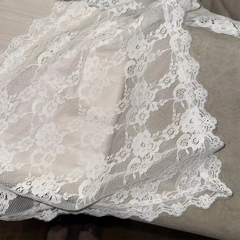 Y2K Lace Flower Triangle Scarf – Belt, Headband & Turban Triangle Scarf Qme