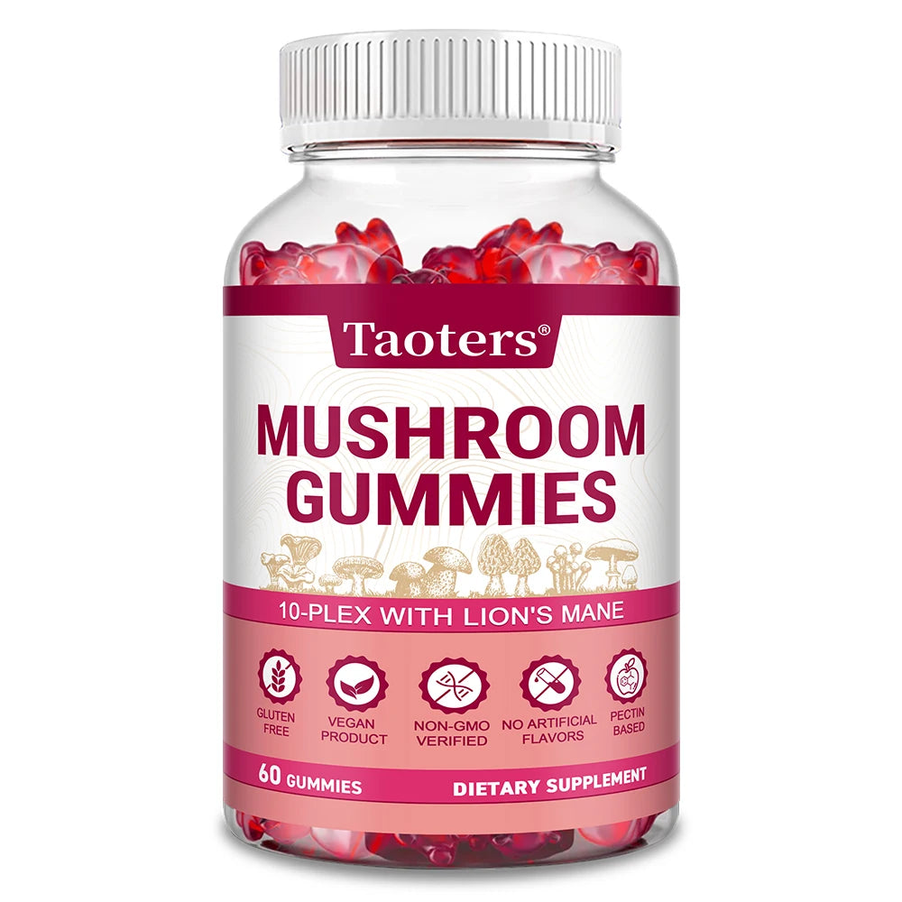 Mushroom Complex Gummies 10-in-1 | Focus & Brain Support Mushroom Supplement Gummies Qst 60 Count-1 bottle