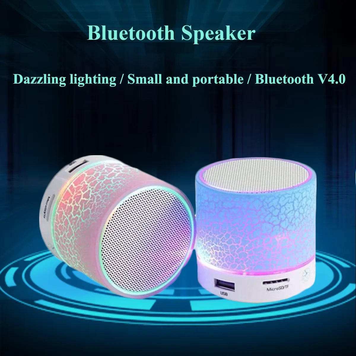 Mini Portable Bluetooth 4.1 Speaker – LED Lights & TF Card Portable Bluetooth Speaker Qst