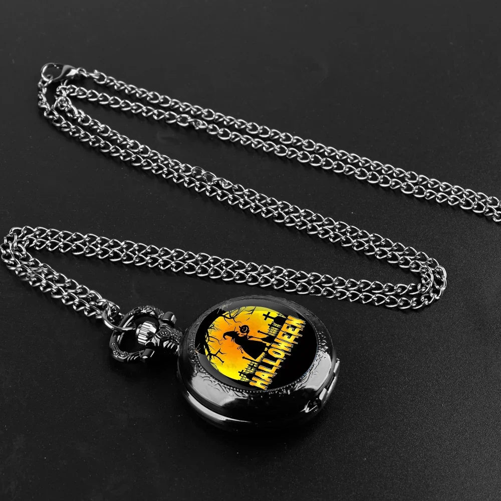 Black Quartz Pocket Watch Glass Dome Arabic Numeral | Qme Costume Pocket Watch Qme