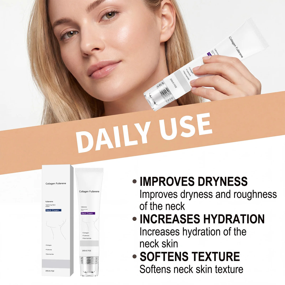 Fullerene Collagen Roller Neck Cream – Firming & Lifting Neck Firming Cream Qst