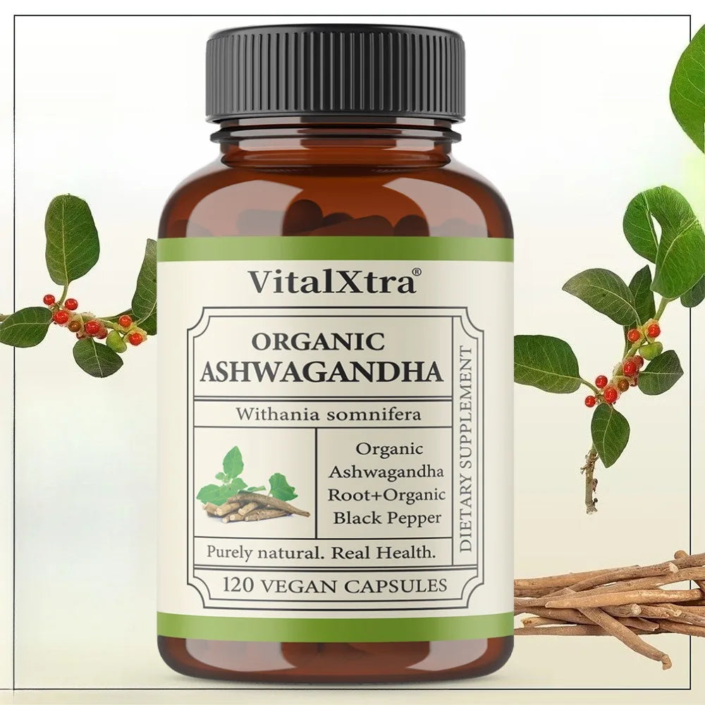 VITALXTRA Ashwagandha Root Extract Capsules | Non-GMO Herbal Supplement Qst