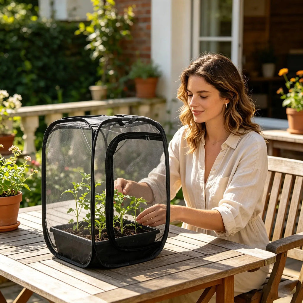 Foldable Butterfly & Ladybug Net Cage 16x16x24in Zipper Enclosure Insect Net Enclosure Qme