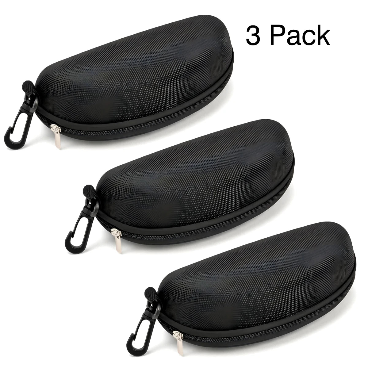VOPHA Zipper Sunglasses Case with Hook – Portable EVA Travel Eyeglass Case Qst 3pcs- Black