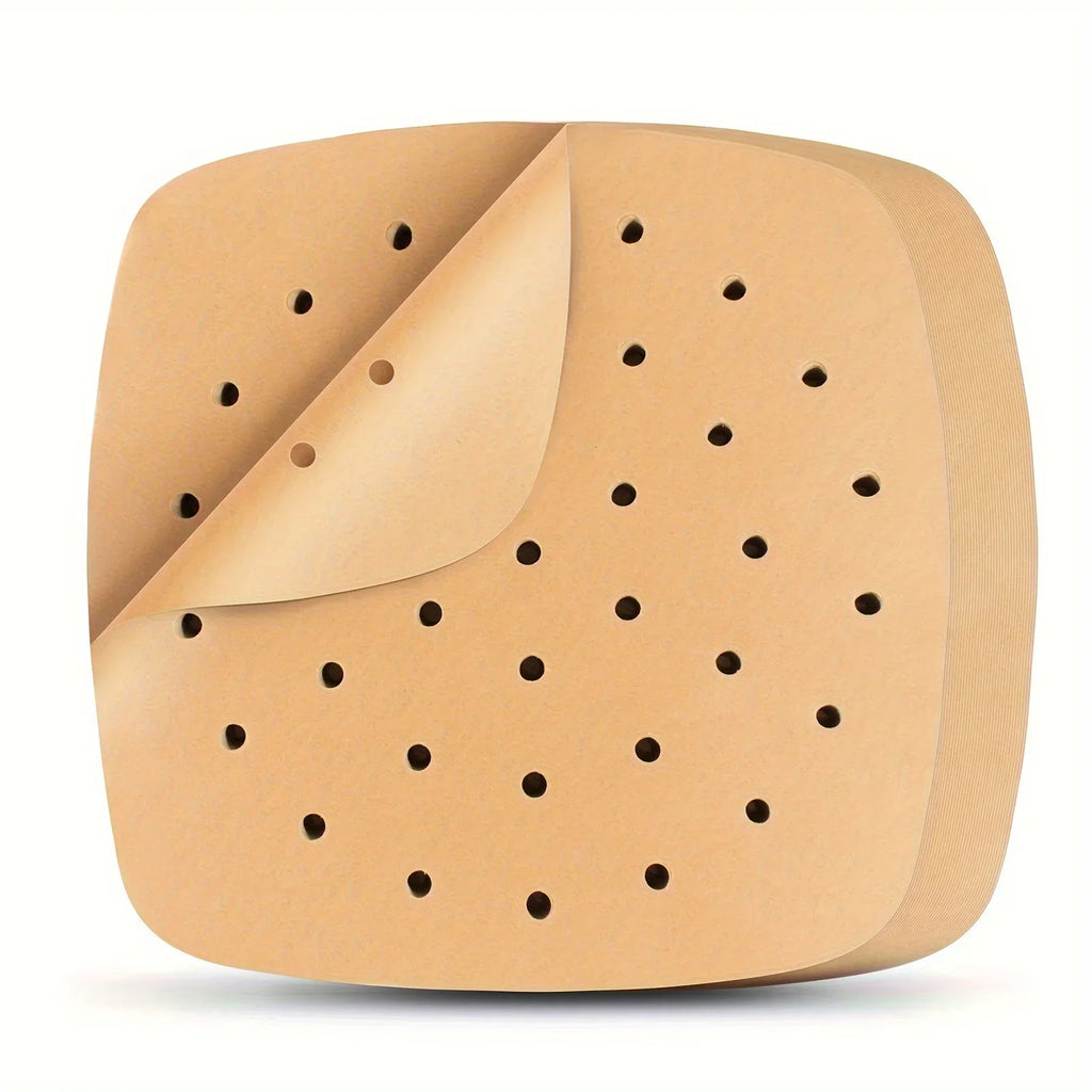 Square Disposable Air Fryer Parchment Liners – Perforated Sheets Air Fryer Liners Qme