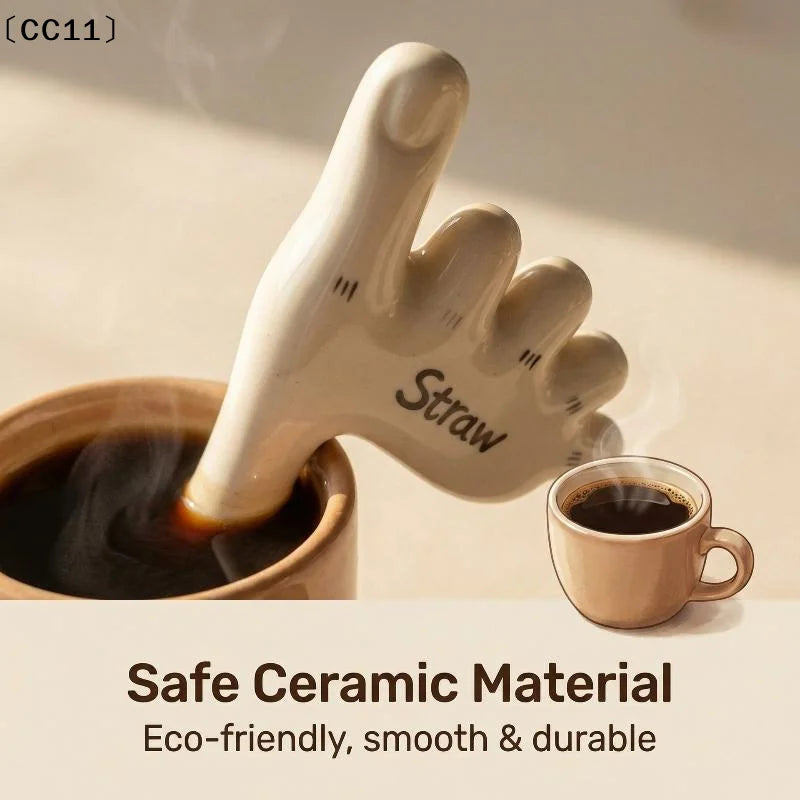 Ceramic Foot-Shaped Reusable Drinking Straw – Funny Cute Gift Novelty Drinking Straw Qme