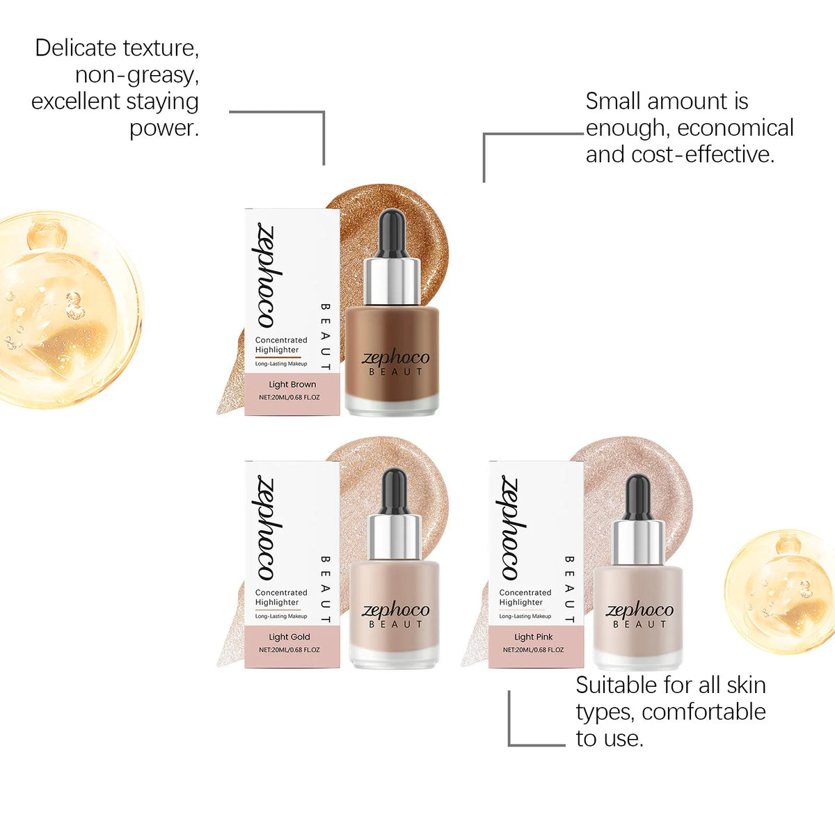 Zephoco Multi-Color Cream Highlighter – High Pigment, All Skin Tones Cream Highlighter Qst