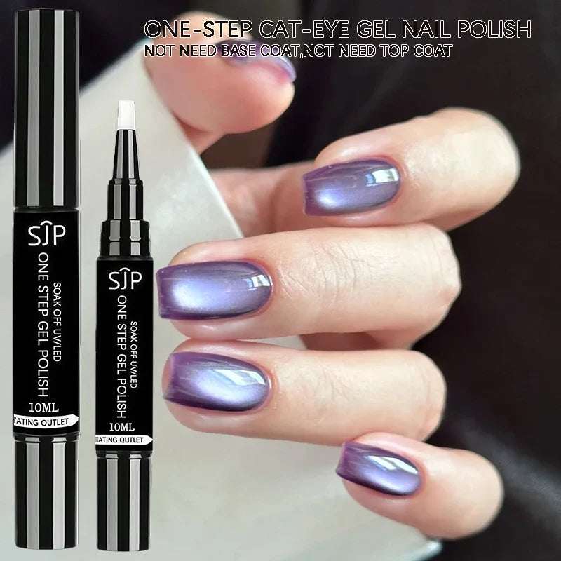 Purple Cat Eye One-Step UV Gel Nail Polish – No Base Coat UV Gel Nail Polish Qme