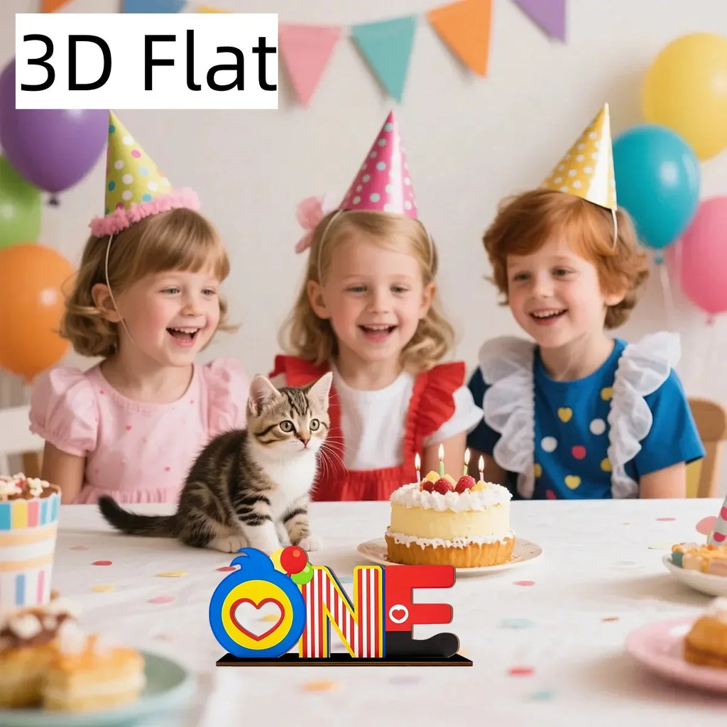 3D Carnival Wooden Desktop Ornament – Colorful ONE Letters Wooden Desktop Ornament Qme