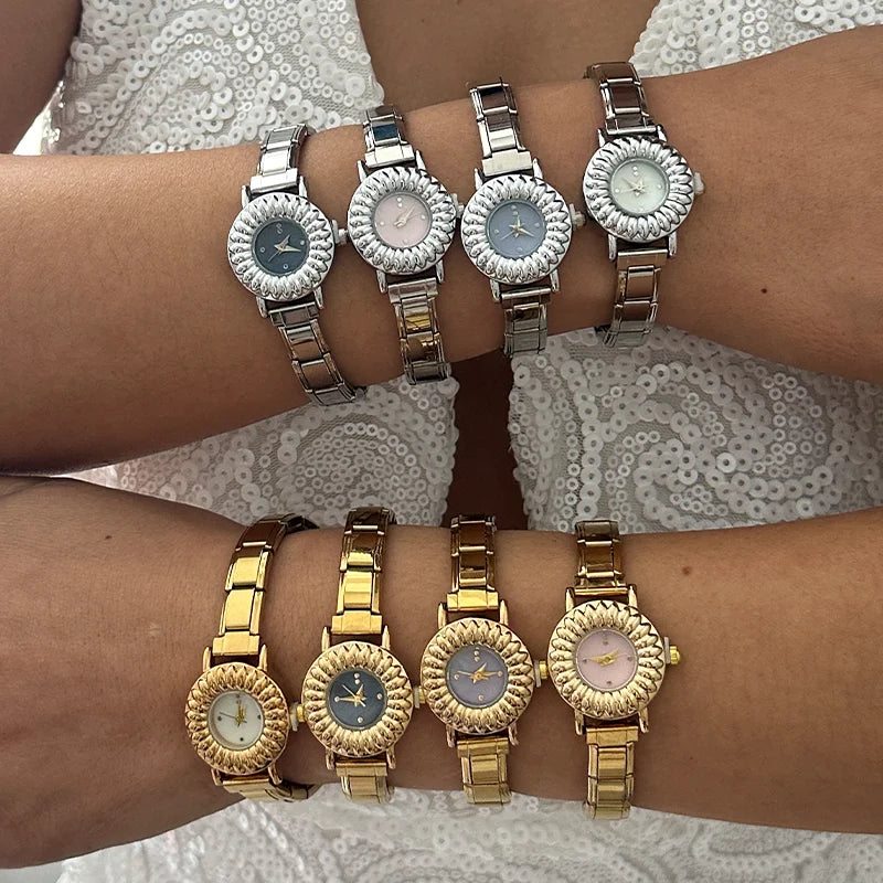 Women's Stainless Steel Round Bangle Watch Bracelet Bangle Watch Bracelet Qme