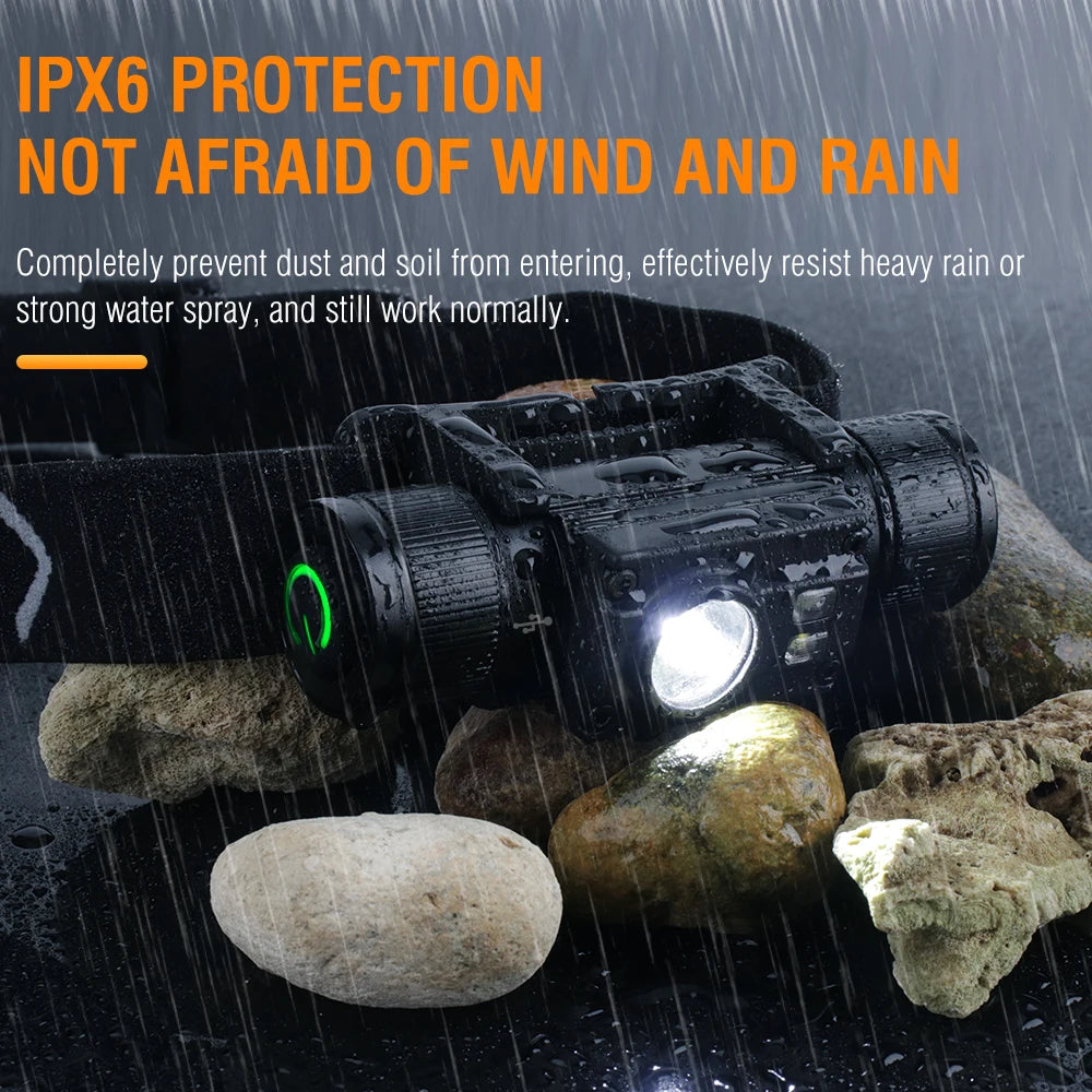 BORUiT HP500 LED Headlamp 1000LM 7-Mode USB-C Rechargeable IPX6 LED Headlamp Qst