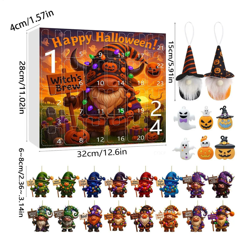 Gnome Halloween 24-Day Countdown Calendar Ornament Set Halloween Countdown Ornament Qme