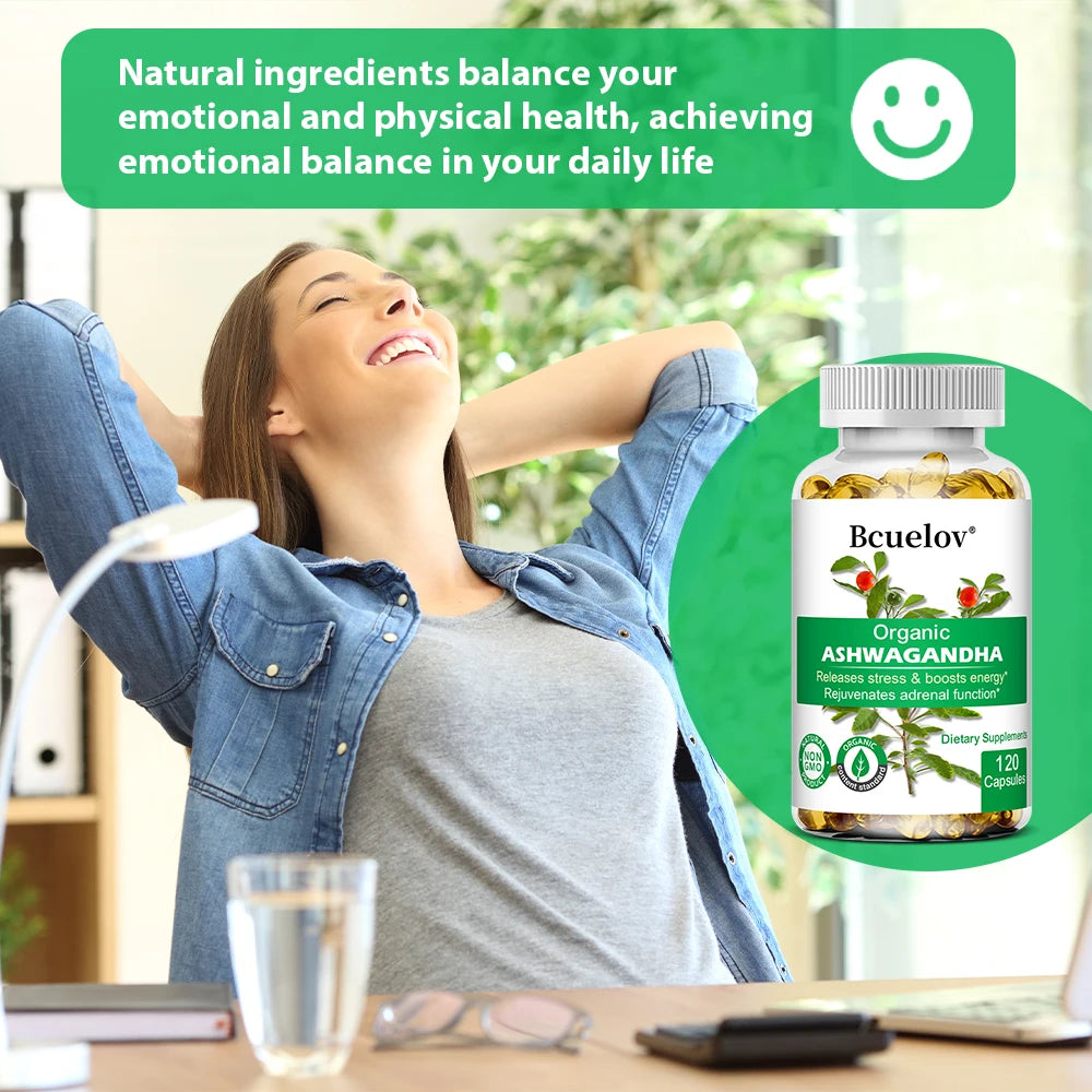 Organic Ashwagandha Capsules – Mood, Focus & Sleep Support Herbal Supplement Qst