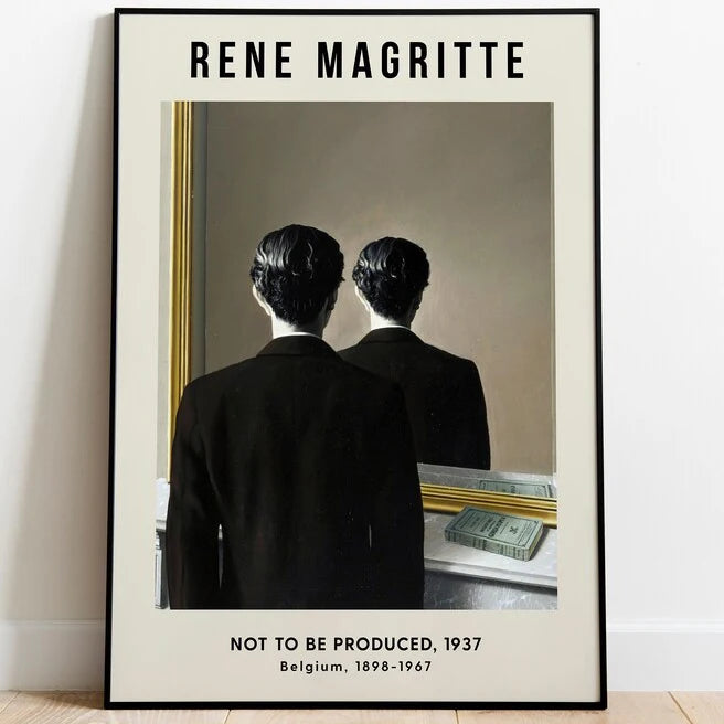 Magritte Surrealism Canvas Wall Art – Modern Nordic Poster Print Canvas Wall Art Qst B 20X25cm No Framed
