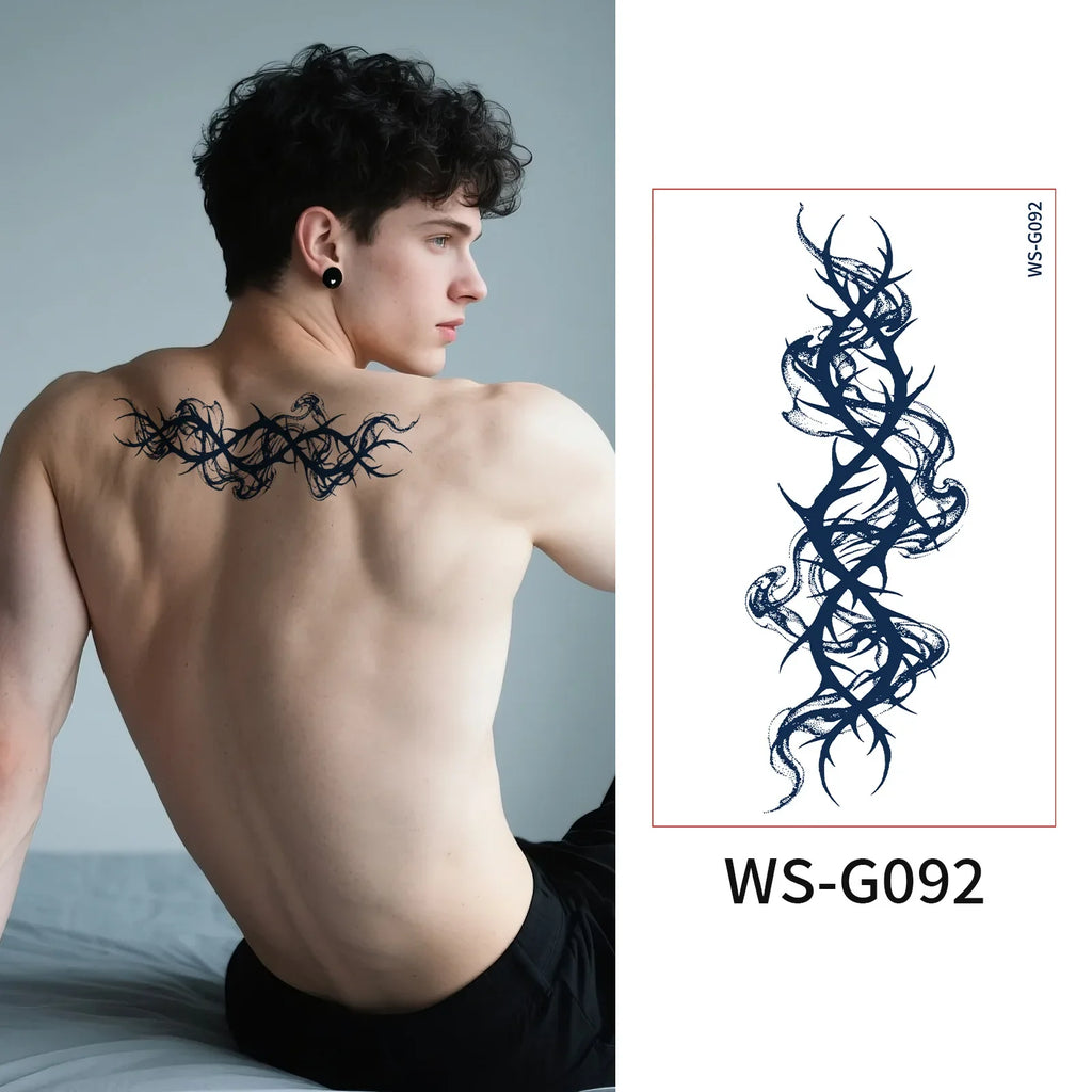 Cyan Thorn Fake Tattoo Stickers – Waterproof Matte Decals Temporary Tattoo Sticker Qme