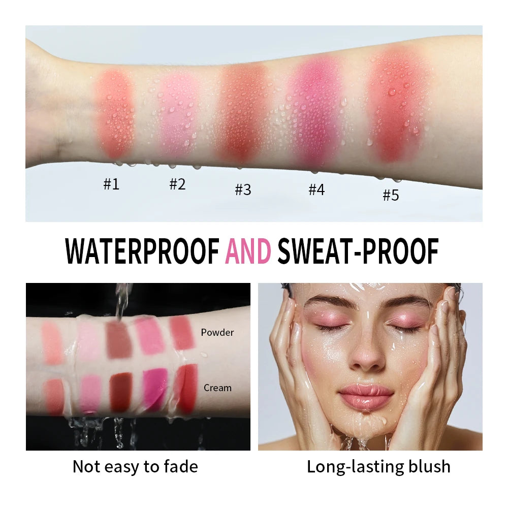 2-in-1 Cream & Powder Blush Palette – High Pigment Matte & Dewy Blush Palette Qst