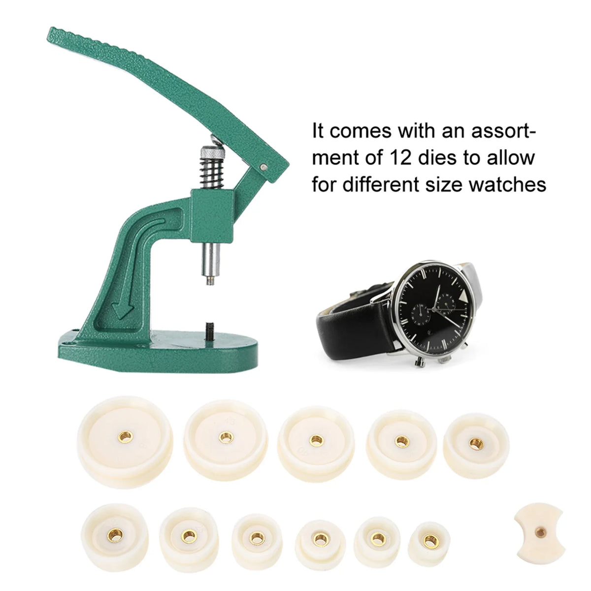 Watch Back Case Press Tool with 12 Dies | Watchmaker Kit Watch Repair Tool Qme