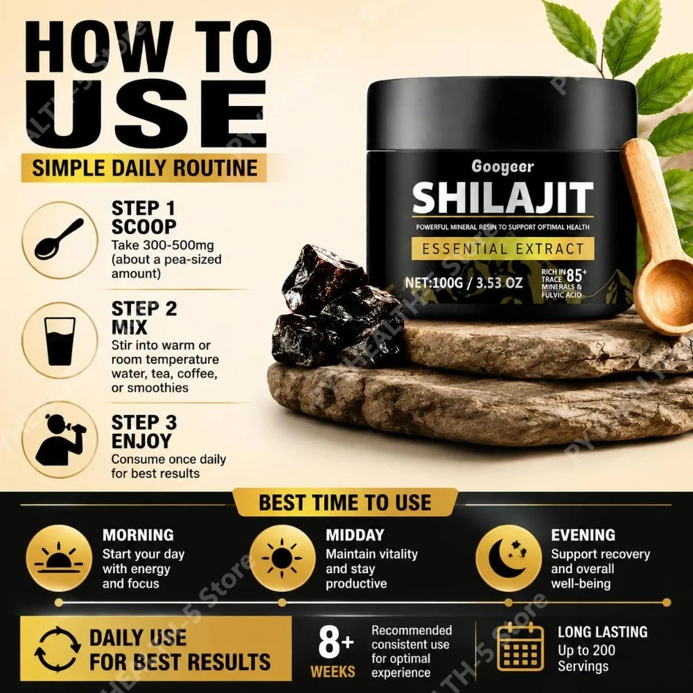 Shilajit Extract Powder – 85+ Trace Minerals & Fulvic Acid 100g Dietary Supplement Qst