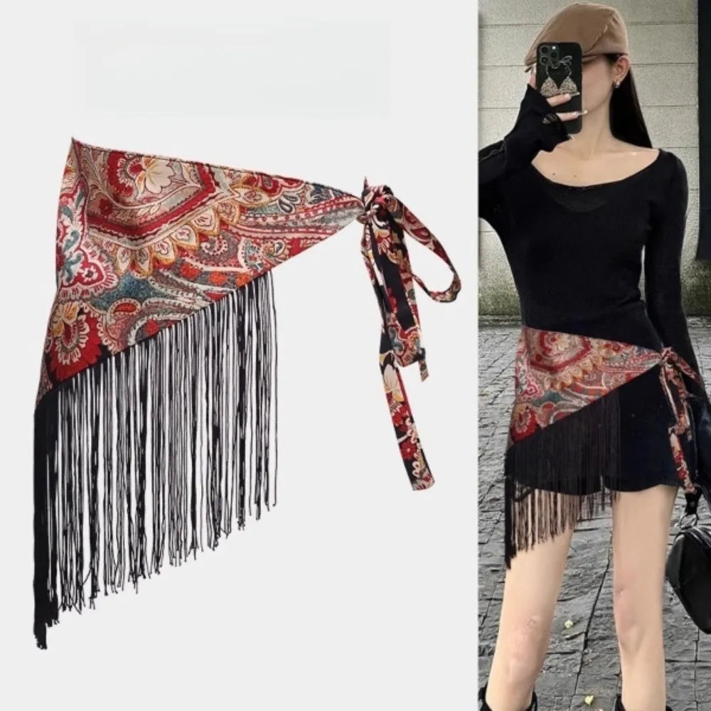 Triangular Tassel Waist Belt Butt Curtain | Boho Ethnic Style Waist Belt Accessory Qme Style 5