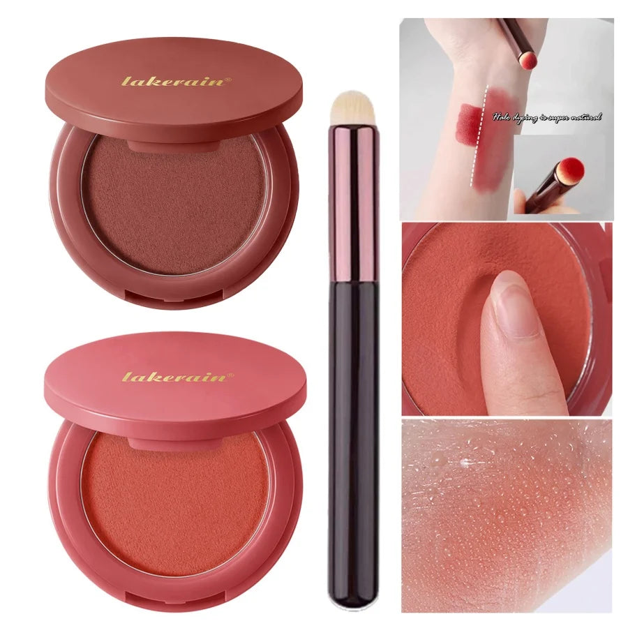 Matte Blush with Brush – Soft Focus Air Cushion Cheek Color Matte Blush Powder Qst