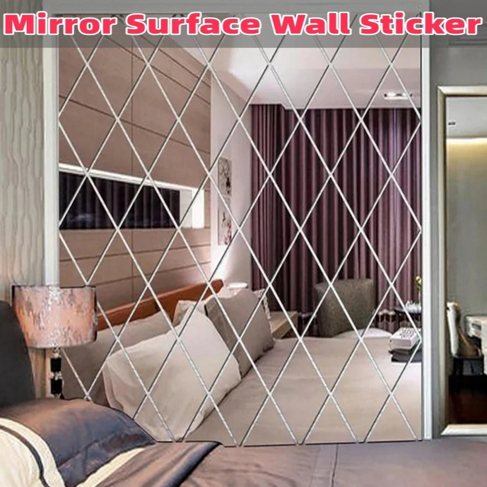 Self-Adhesive Acrylic Mirror Wall Stickers 50x50cm DIY Decal Mirror Wall Sticker Qme