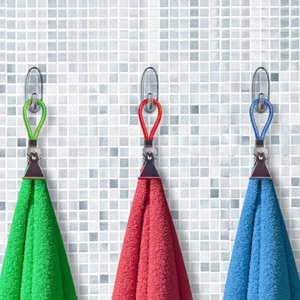 Metal Tea Towel Hanging Ring Clip | Multi-Color Kitchen Hook Towel Hanging Clip Qme