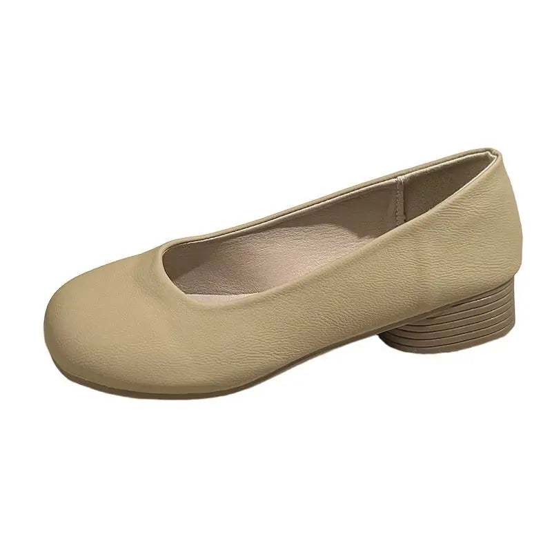 Women's Retro Flat Leather Slip-On Shoes – Soft Sole Round Toe Women's Flat Shoes Qst