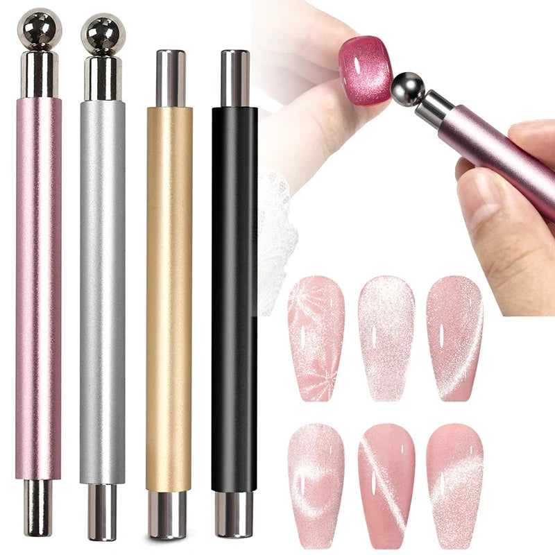 Double Head Cat Eye Nail Magnet Pen | Strong Magnetic Tool Nail Magnet Pen Qme