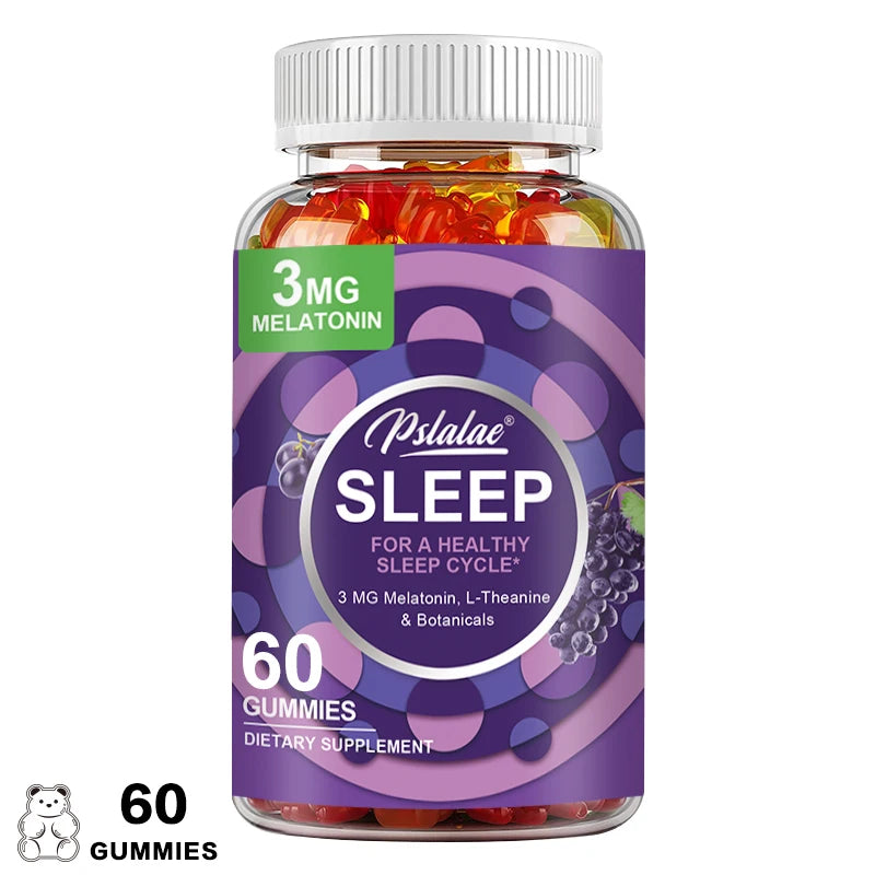 Pslalae Sleep Gummies – Melatonin & L-Theanine | 30/60/100ct Sleep Supplement Gummies Qst 60 Gummies