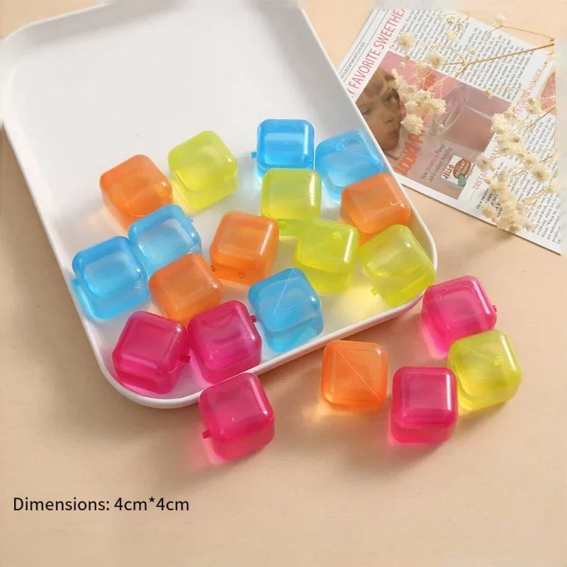 Reusable Plastic Ice Cubes – No-Dilution Drink Chillers Reusable Ice Cubes Qme Colored squares 12pcs