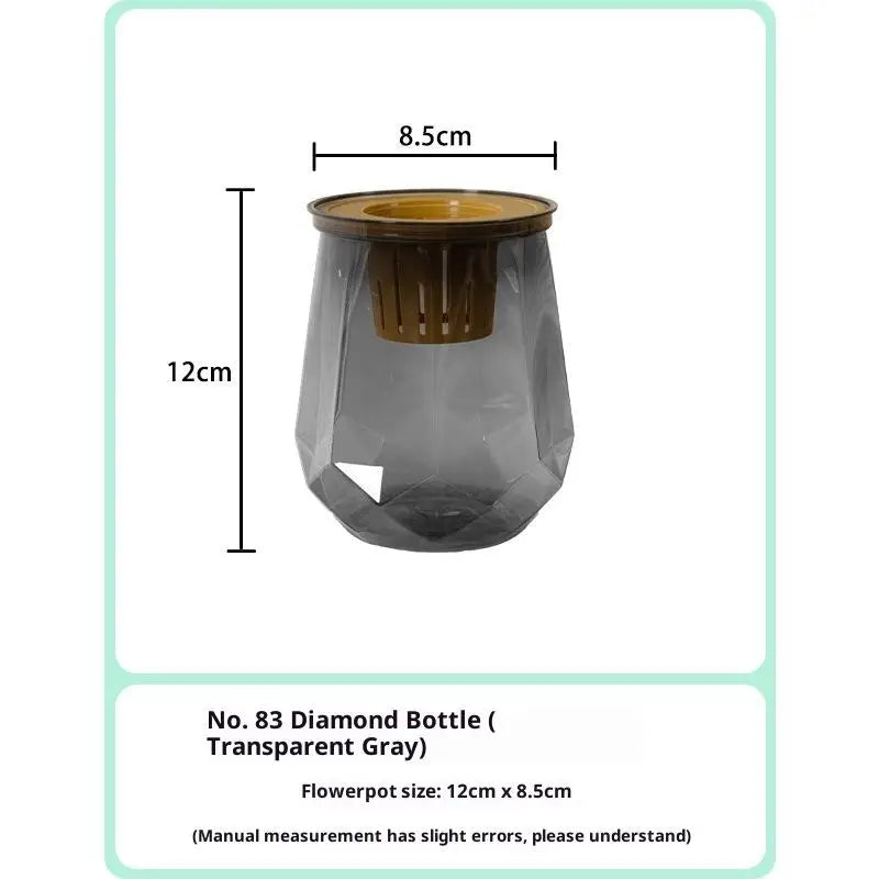 Mini Self-Watering Planter & Fish Tank – Transparent Pot Self-Watering Planter Qme Gray