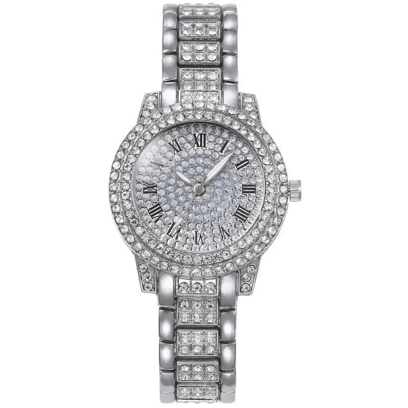 Women's Roman Numeral Diamond Quartz Bracelet Watch Bracelet Watch Qme