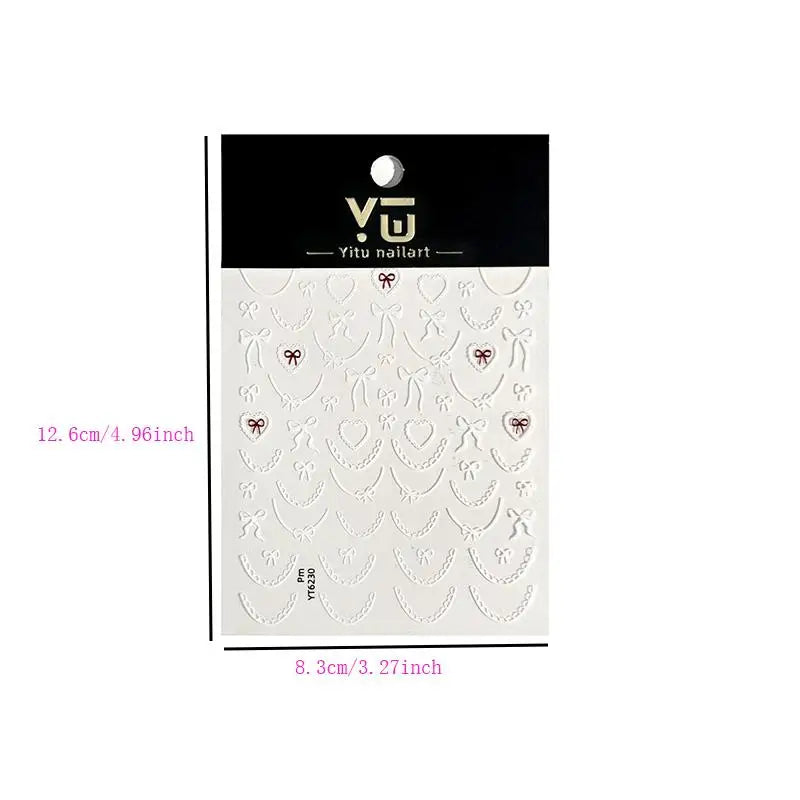 3D Nail Art Stickers – Love Heart, Bowknot & French Decals Nail Art Stickers Qst