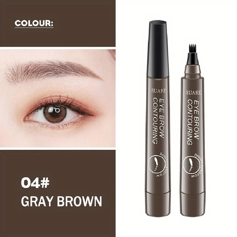 4-Point Waterproof Liquid Eyebrow Pencil | Long-Lasting Brow Pen Eyebrow Pencil Qme 04 Gray