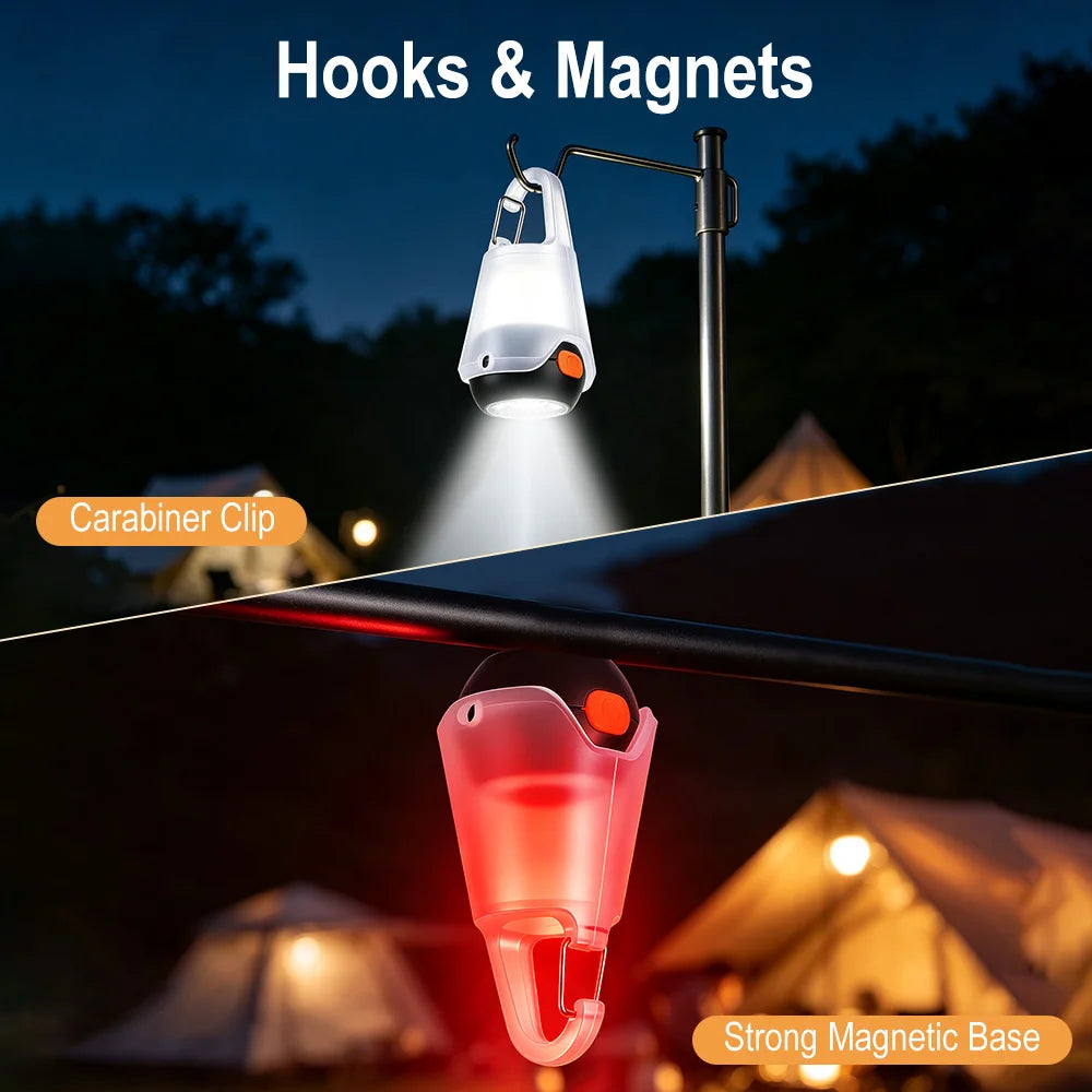 BORUiT Mini 360° LED Camping Light – Type-C Rechargeable Torch Portable Camping Light Qst