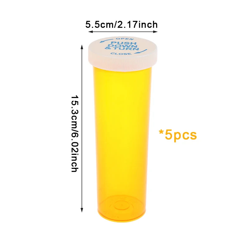 5-Pack Child-Resistant Pill Bottles – Travel Medicine Vials Pill Storage Bottles Qst A8