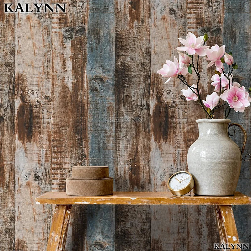 Vintage Wood Peel & Stick Removable Wallpaper – Blue Peel & Stick Wallpaper Qme