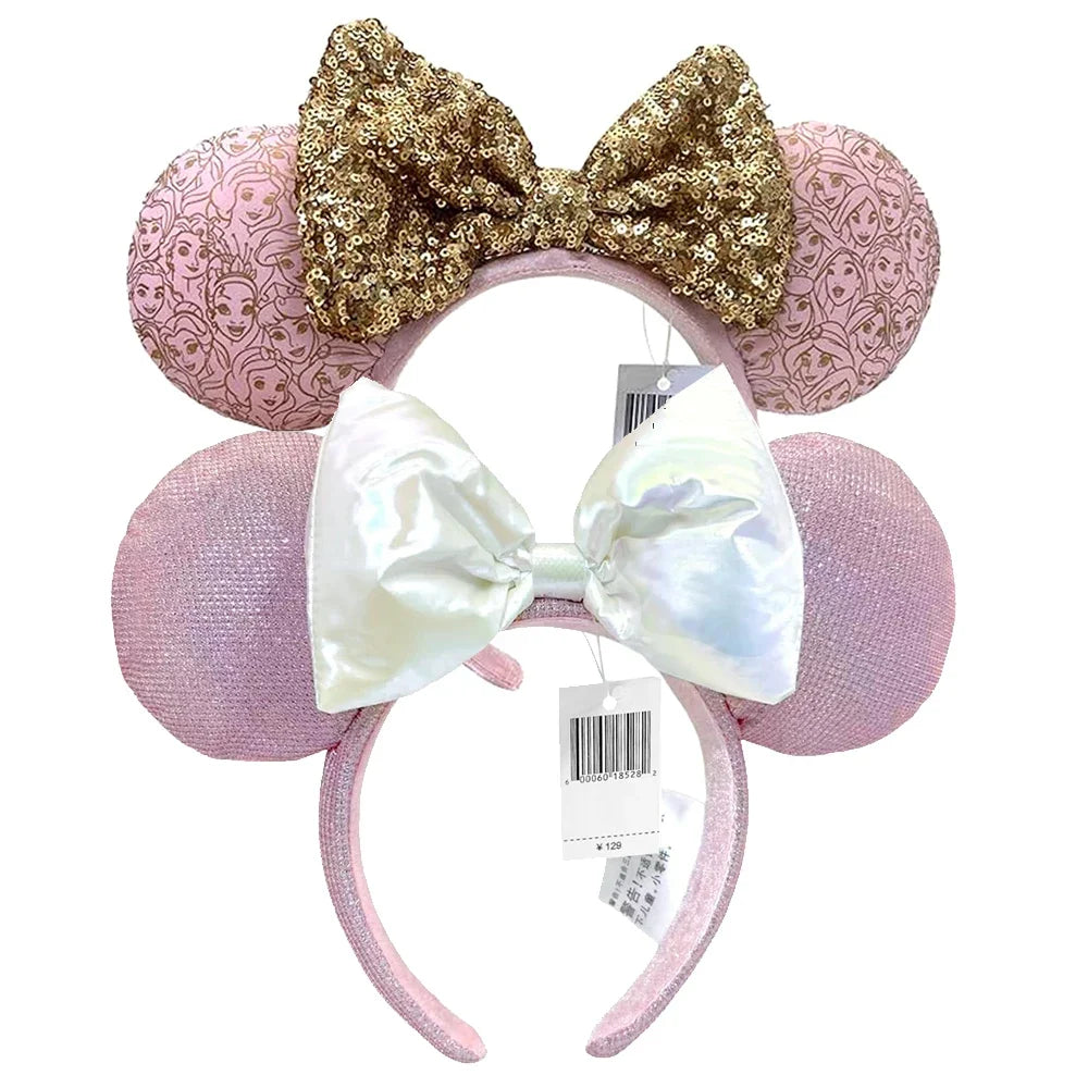 Pink Glitter Mouse Ears Bow Headband | Party & Cosplay Glitter Bow Headband Qme Headband 2